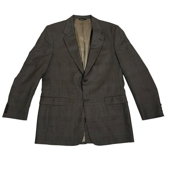 Hart Schaffner Marx men's Sport coat 44L gray brown plaid 2 button - Picture 1 of 8